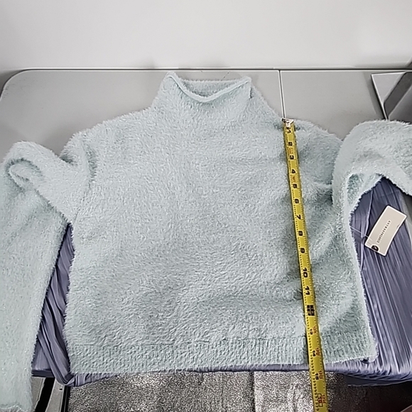 Anthropologie The Thea Long-Sleeve Eyelash Twofer Sweater Dress Size Medium Blue - Picture 9 of 11